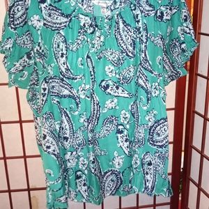 Green paisley blouse